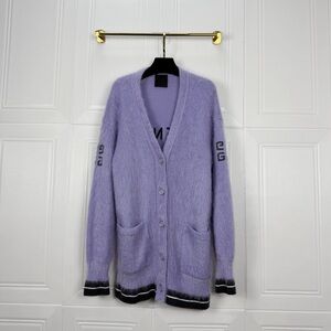 Authentic Givenchy Lavender Cardigan with Black Accents